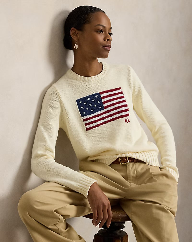 RALPH LAUREN - Flag White Jumper