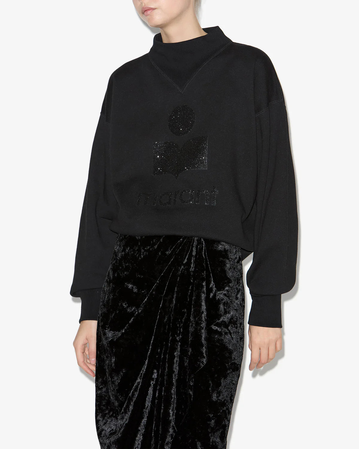 ISABEL MARANT - Black Glitter Moby Sweat-shirt
