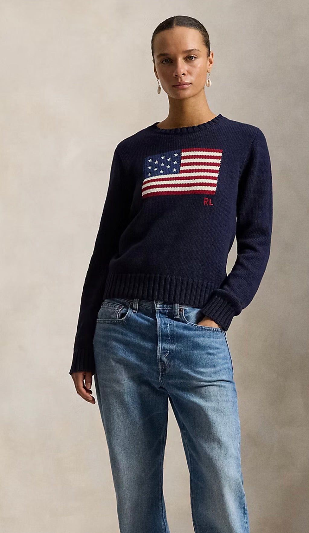 RALPH LAUREN - Flag Navy Blue Jumper